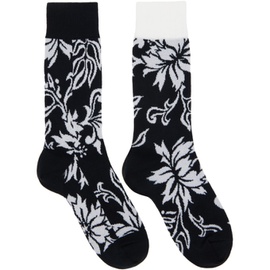 사카이 Sacai Black & White Floral Socks 241445F076000