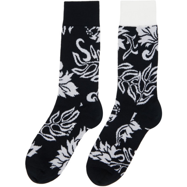  사카이 Sacai Black & White Floral Socks 241445F076000