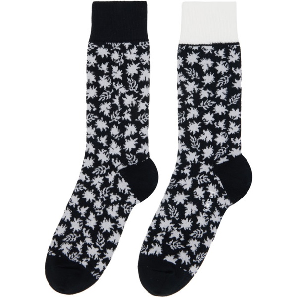  사카이 Sacai Black & White Floral Socks 241445F076001