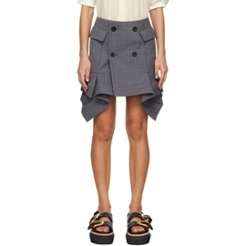 사카이 Sacai Gray Chalk Stripe Miniskirt 241445F090008
