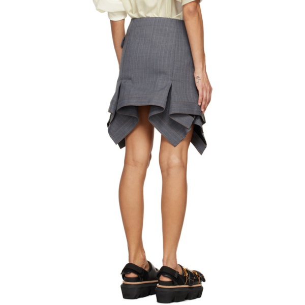  사카이 Sacai Gray Chalk Stripe Miniskirt 241445F090008