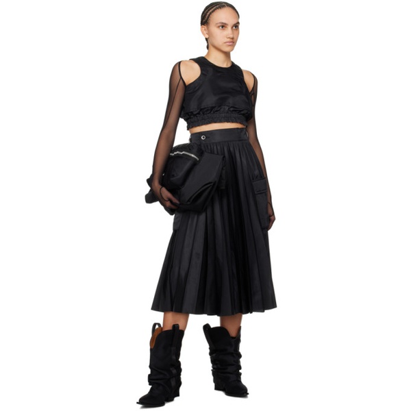  사카이 Sacai Black Wrap Midi Skirt 241445F092004