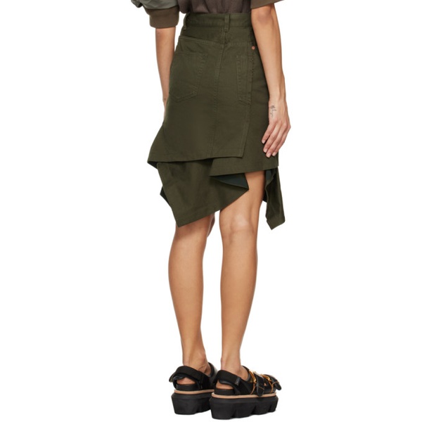  사카이 Sacai Khaki Asymmetric Midi Skirt 241445F092011