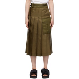 사카이 Sacai Khaki Pleated Midi Skirt 241445F092022