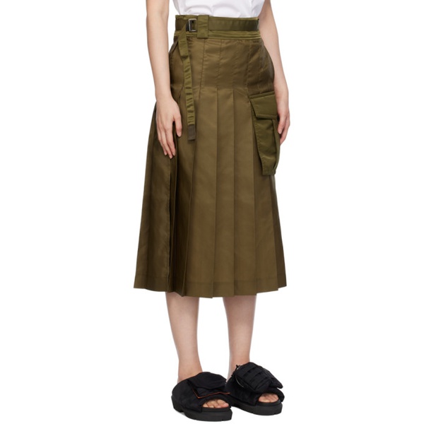  사카이 Sacai Khaki Pleated Midi Skirt 241445F092022