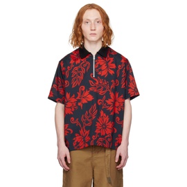 사카이 Sacai Red & Navy Floral Shirt 241445M192012