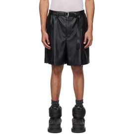사카이 Sacai Black Belted Faux-Leather Shorts 241445M193032
