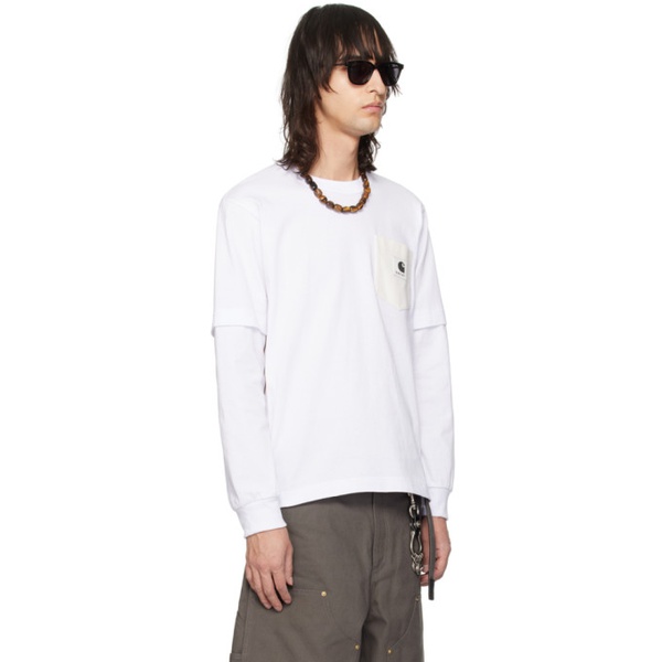칼하트 사카이 Sacai White Carhartt WIP 에디트 Edition Long Sleeve T-Shirt 241445M213038