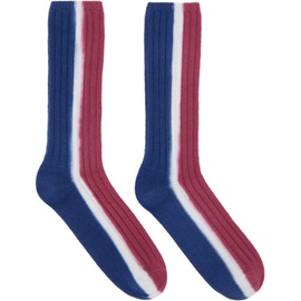 사카이 Sacai Red & Navy Vertical Dye Socks 241445M220004