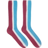 사카이 Sacai Red & Blue Vertical Dye Socks 241445M220006