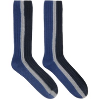 사카이 Sacai Black & Navy Vertical Dye Socks 241445M220007