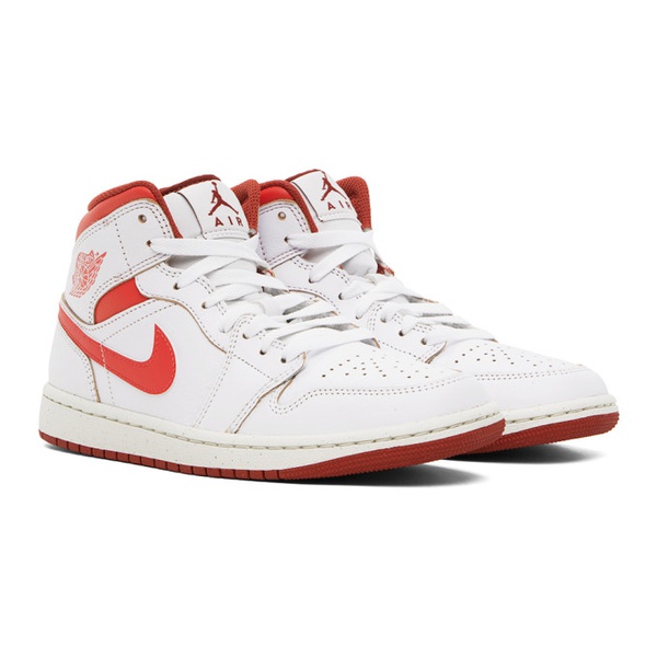 나이키 나이키 조던 Nike Jordan White & Red Air Jordan 1 Mid SE Sneakers 241445M236028