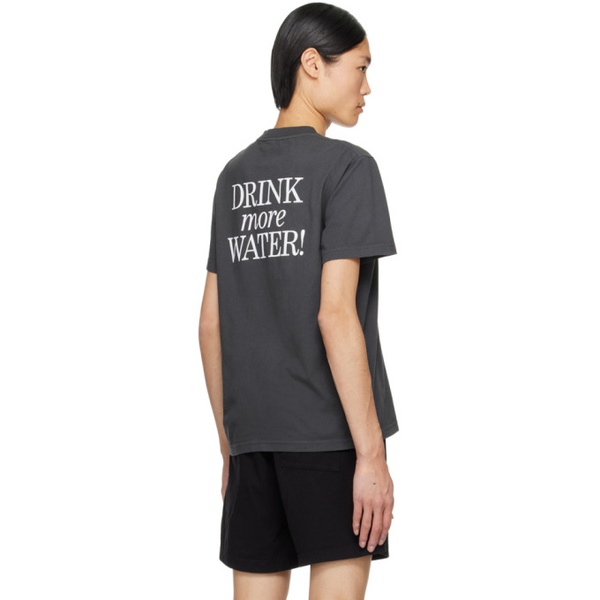  스포티 앤 리치 Sporty & Rich Black New Drink More Water T-Shirt 241446M213002