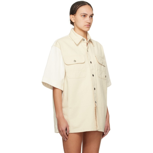 스텔라 맥카트니 스텔라 맥카트니 Stella McCartney Beige & White Workwear Denim Shirt 241471F109001