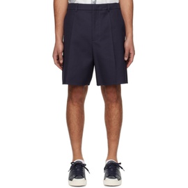 발렌티노 Valentino Navy Pleated Shorts 241476M193004