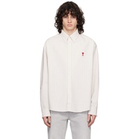 AMI Paris Blue & 오프화이트 Off-White Embroidered Shirt 241482M192005