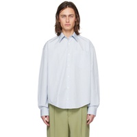 AMI Paris Blue & White Boxy Fit Shirt 241482M192063