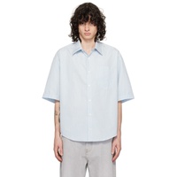 AMI Paris Blue & 오프화이트 Off-White Stripe Shirt 241482M192065