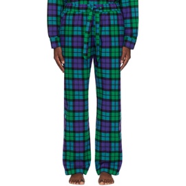 테클라 Tekla Green & Blue Plaid Pyjama Pants 241482M218014
