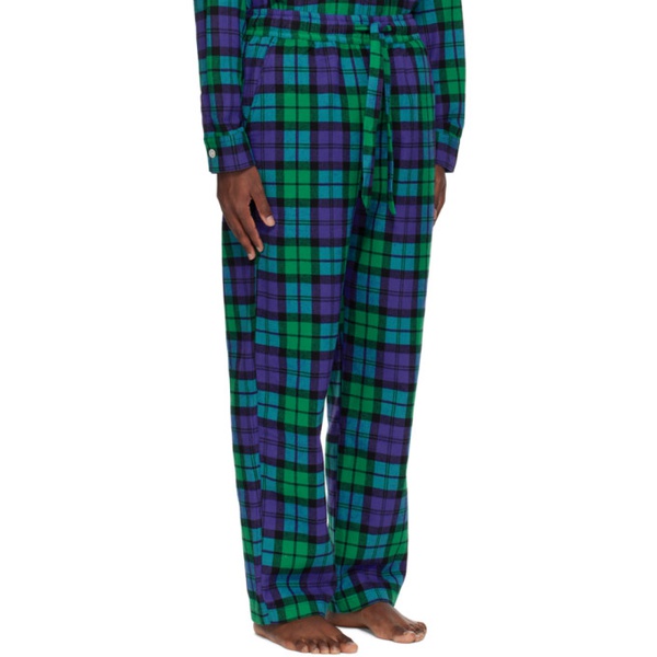  테클라 Tekla Green & Blue Plaid Pyjama Pants 241482M218014