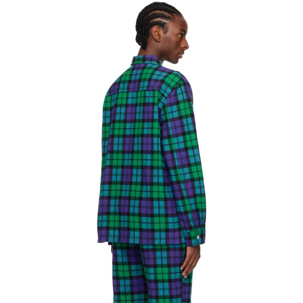  테클라 Tekla Green & Blue Plaid Pyjama Shirt 241482M218018