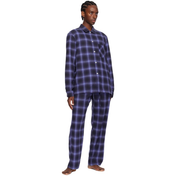  테클라 Tekla Navy Plaid Pyjama Shirt 241482M218019
