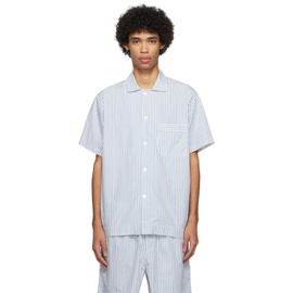 테클라 Tekla Blue & White Short Sleeve Pyjama Shirt 241482M218038