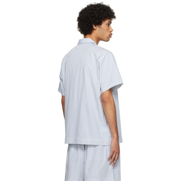  테클라 Tekla Blue & White Short Sleeve Pyjama Shirt 241482M218038