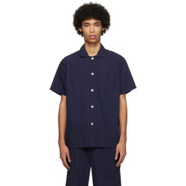 테클라 Tekla Navy Short Sleeve Pyjama Shirt 241482M218041