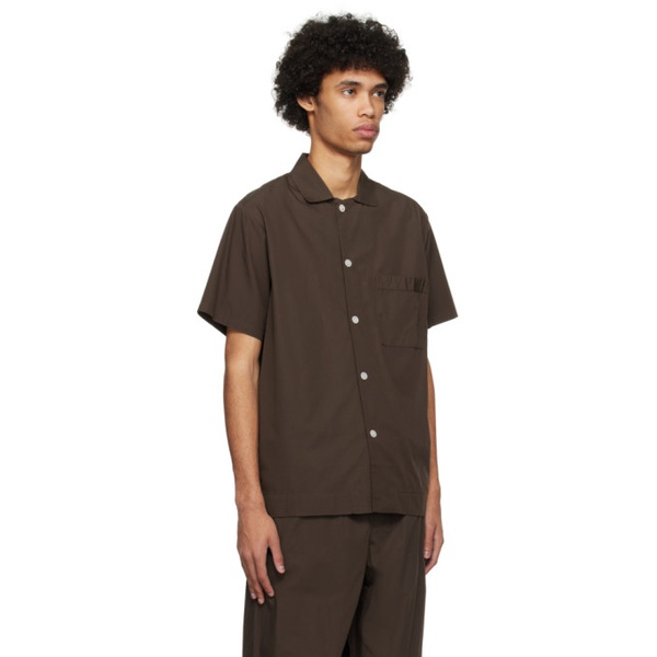  테클라 Tekla Brown Short Sleeve Pyjama Shirt 241482M218043