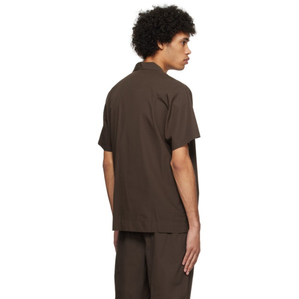  테클라 Tekla Brown Short Sleeve Pyjama Shirt 241482M218043
