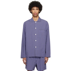 테클라 Tekla Blue & Brown Long Sleeve Pyjama Shirt 241482M218044