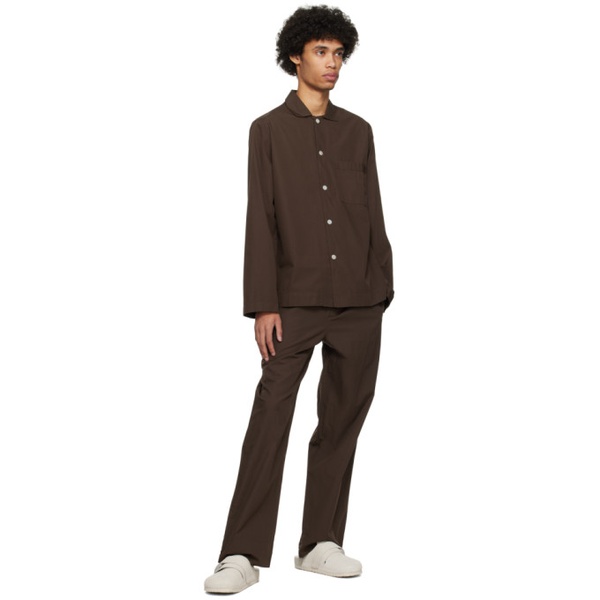  테클라 Tekla Brown Long Sleeve Pyjama Shirt 241482M218047