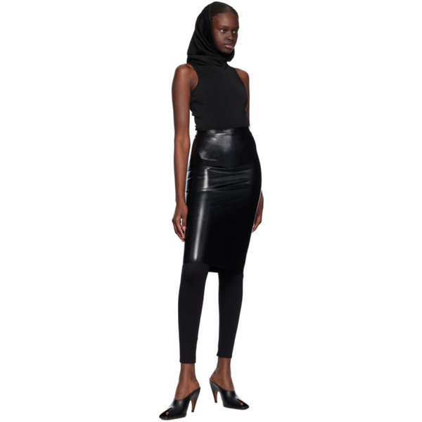  알라이아 ALAIA Black Opaque Midi Skirt 241483F090001