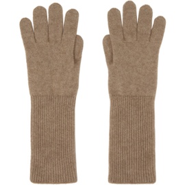 오라리 AURALEE Brown Baby Cashmere Knit Long Gloves 241484M135001