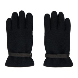 오라리 AURALEE Black Brushed Alpaca Wool Melton Gloves 241484M135002