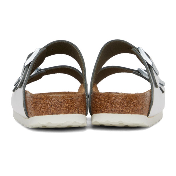 버켄스탁 버켄스탁 Birkenstock Silver Narrow Arizona Soft Footbed Sandals 241513F124048