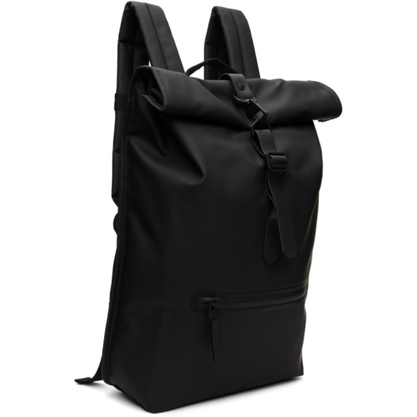  레인스 RAINS Black Rolltop Backpack 241524M166021