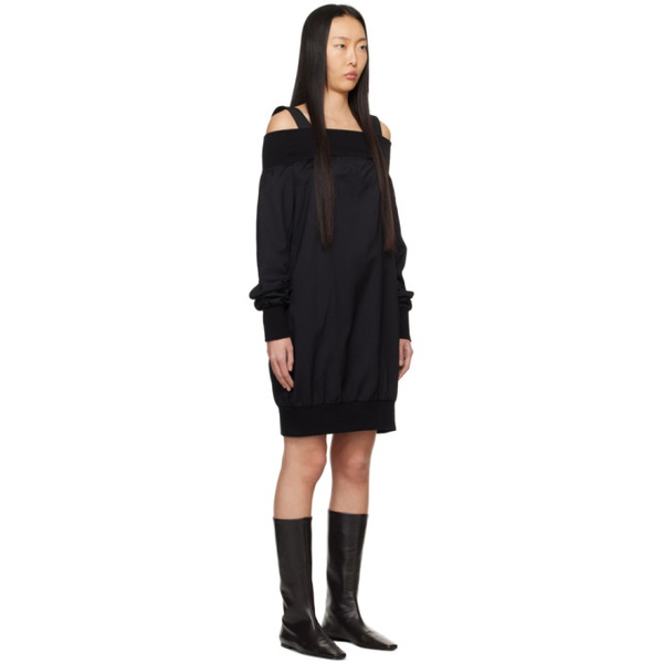 요지 야마모토 YOHJI YAMAMOTO Black Off-The-Shoulder Minidress 241573F052000