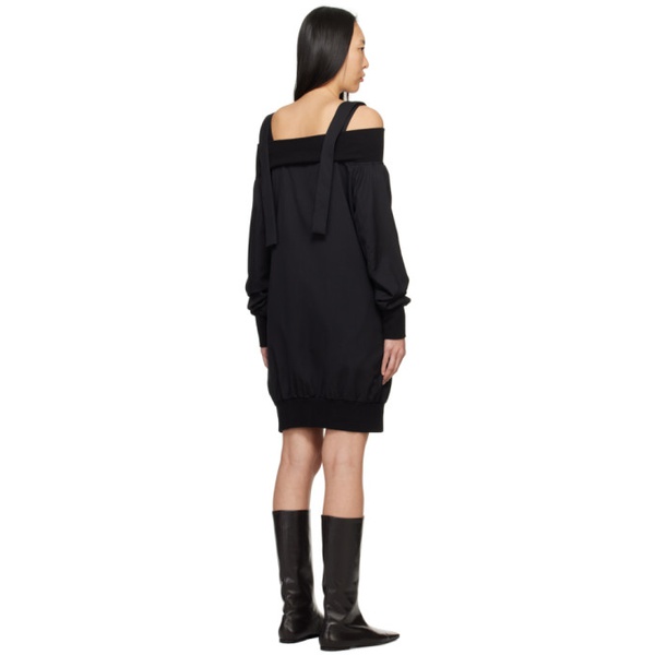  요지 야마모토 YOHJI YAMAMOTO Black Off-The-Shoulder Minidress 241573F052000