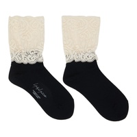 요지 야마모토 YOHJI YAMAMOTO Black & 오프화이트 Off-White Short Lace Socks 241573F076003