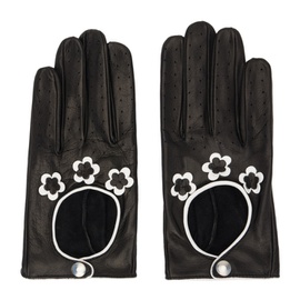 어니스트 더블유 베이커 Ernest W. Baker Black & White Floral Leather Gloves 241600M135002