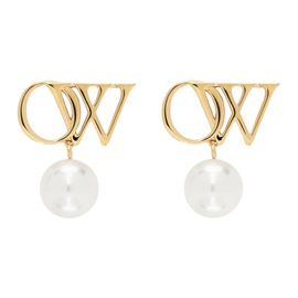 오프화이트 Off-White Gold OW Pearl Earrings 241607F022003