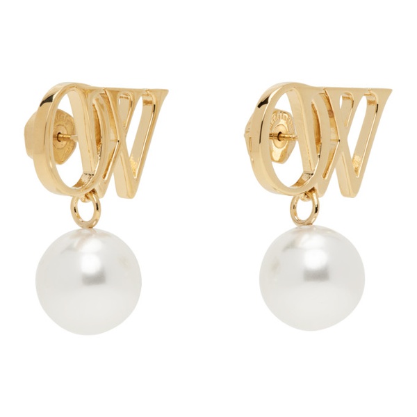  오프화이트 Off-White Gold OW Pearl Earrings 241607F022003