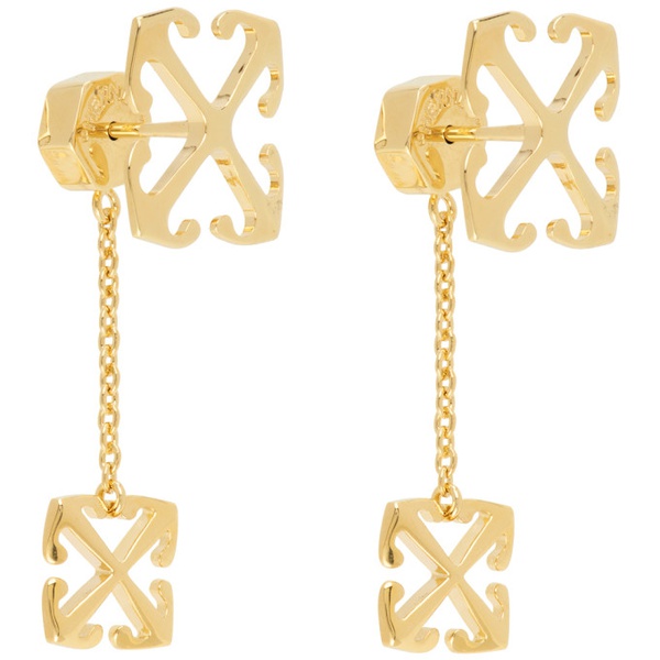  오프화이트 Off-White Gold Double Arrow Earrings 241607F022004