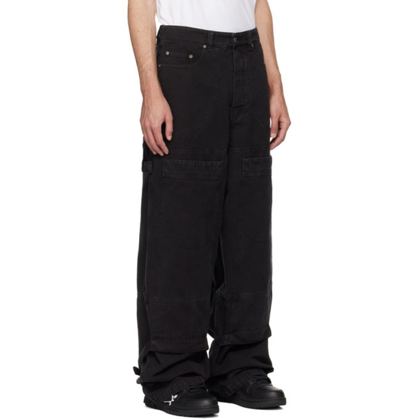  오프화이트 Off-White Black Garment-Dyed Trousers 241607M191002