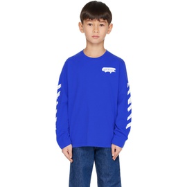 오프화이트 Off-White Kids Blue Paint Long Sleeve T-Shirt 241607M703001