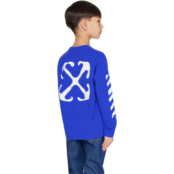  오프화이트 Off-White Kids Blue Paint Long Sleeve T-Shirt 241607M703001