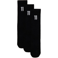 11 바이 보리스 비잔 사베리 11 by 보리스 비잔 사베리 Boris Bidjan Saberi Three-Pack Black Calf-High Socks 241610M220006