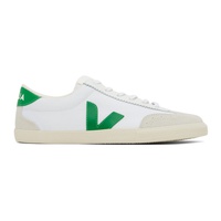 베자 VEJA White & Green Volley Canvas Sneakers 241610M237058